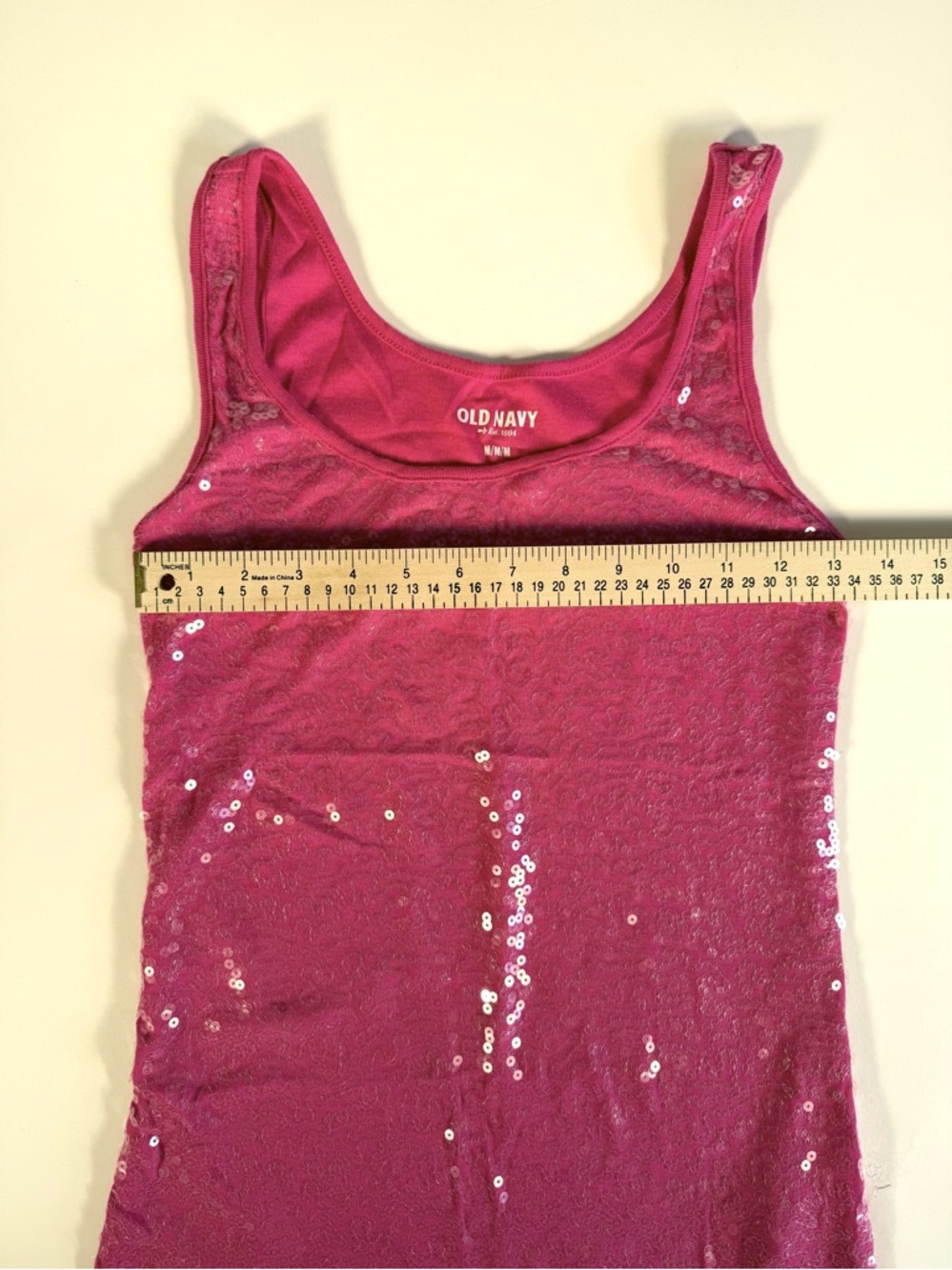 Old Navy Sequin Tank Top Fuchsia Sparkle Shell Party NYE Glam Disco Y2K Small - Picture 8 of 11